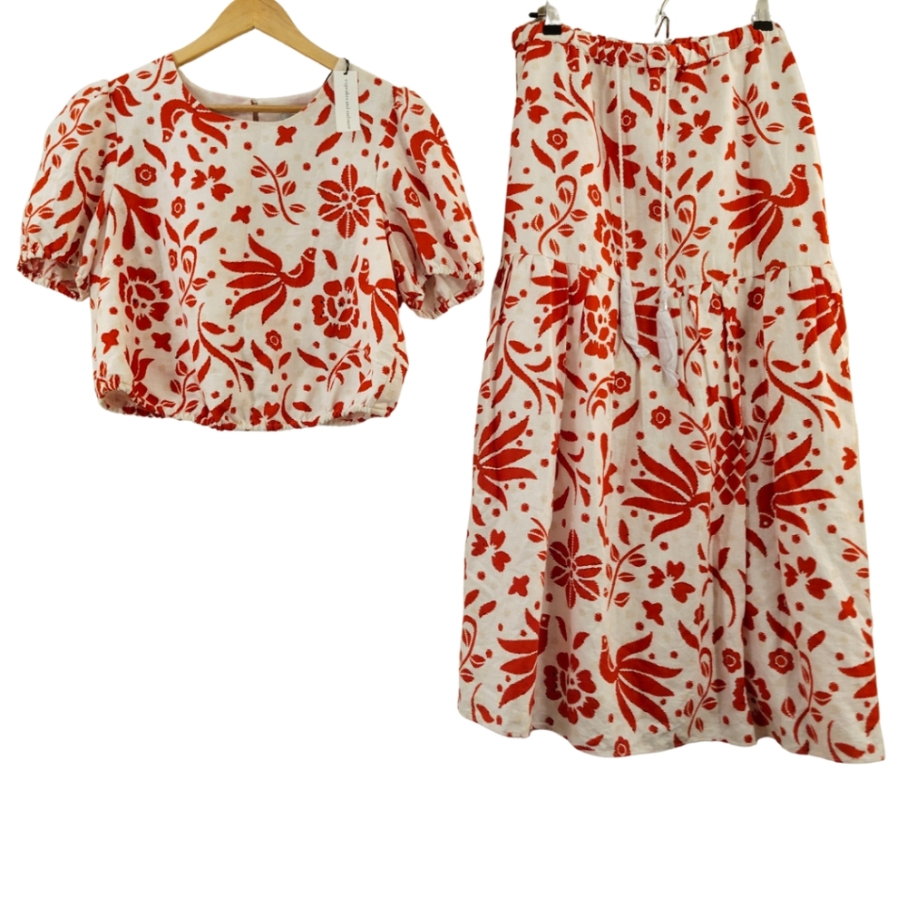cupcakes & cashmere Red and White Maxi Skirt